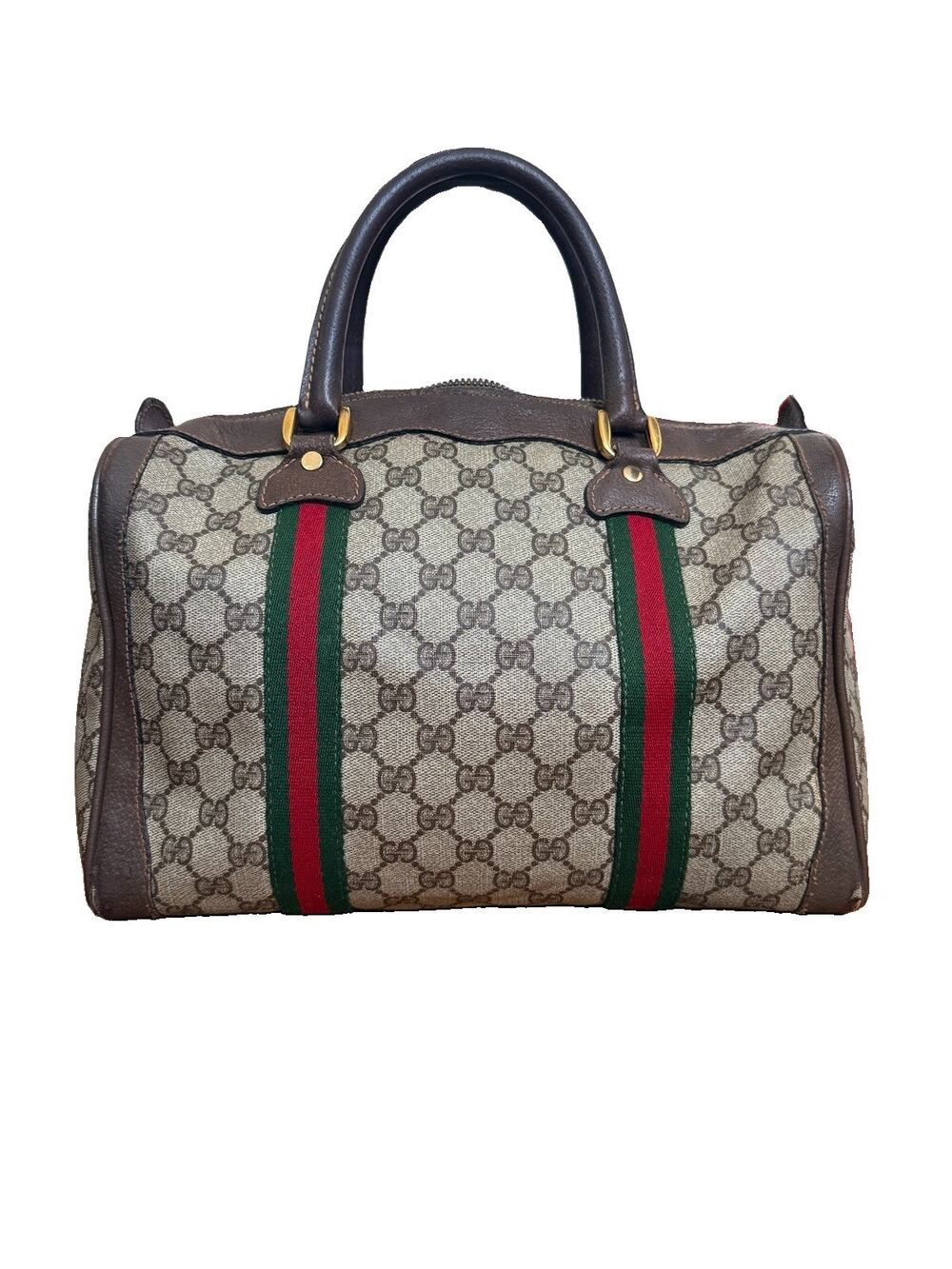 Vintage Gucci GG Monogram Web Stripe Boston Sherry Bag, circa late 1970s–1980s